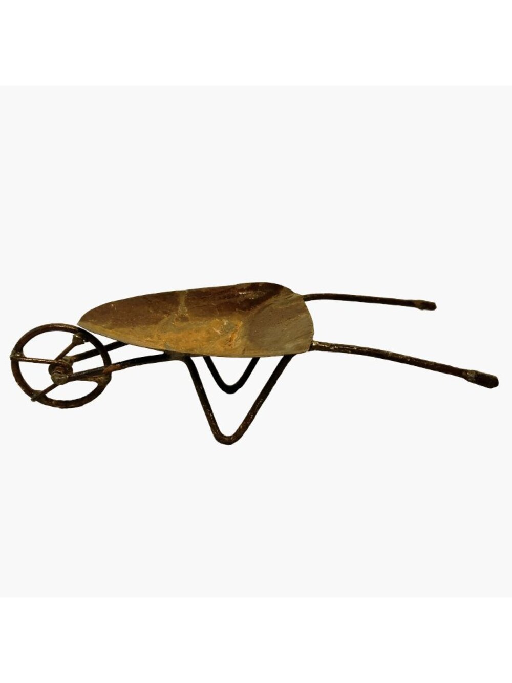 Miniature Metal Wheelbarrow Fairy Garden Rusty Patina Rustic Vintage Metal